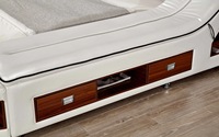 Lit moderne haut de gamme en cuir avec rangement, tailles Queen et King Size