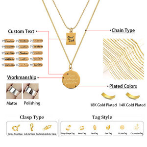 Gioielli personalizzati incisi le <span class=keywords><strong>parole</strong></span> delle donne della Bibbia 18K placcato <span class=keywords><strong>oro</strong></span> geometrico bianco ciondolo in acciaio inox strati collana - Product Image 4