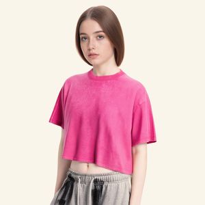 เสื้อยืดแขนสั้นลำลองผู้หญิง สีพื้น คอกลม ผ้าฝ้าย 100% ทรงปกติ พิมพ์ลายโลโก้ เหมาะสำหรับใส่ในฤดูร้อน - Product Image 5