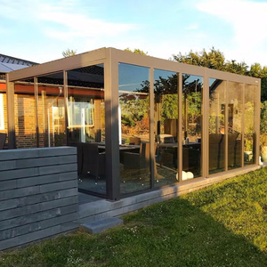 Pérgola Moderna <span class=keywords><strong>de</strong></span> Aluminio para Exteriores <span class=keywords><strong>con</strong></span> Puerta Corredera <span class=keywords><strong>de</strong></span> Vidrio sin Marco para Balcón o Terraza, Resistente a la Intemperie y <span class=keywords><strong>con</strong></span> Protección UV - Product Image 3