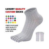 Vente en gros été mince coton cinq doigts split-orteil chaussettes d'équipage antibactérien anti-odeur respirant fibre maille bas manchette Logo