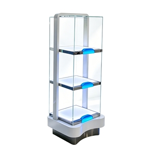 ตู้โชว์อะคริลิคแบบตั้งพื้นพร้อมฐานโลหะ ป้ายไฟ LED หลายชั้น แท่นแสดงสินค้าสำหรับงานแสดงสินค้าเชิงพาณิชย์ - Product Image 2