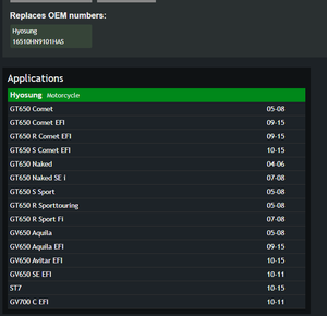 01-681 piezas de repuesto de motocicleta cartucho de filtro de aceite para <span class=keywords><strong>Hyosung</strong></span> 16510HN9101HAS GT650 GT650R GT650S GV650 GV650SE GV700C - Product Image 5