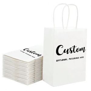 <b>White</b> Food Takeaway Packaging Craft Paper <b>Bag</b> Shop Gift Shopping 100gsm <b>White</b> Kraft Paper <b>Bag</b> With Handle - Product Image 3