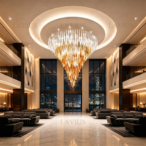 Lampadario in Cristallo Rotondo Personalizzato, Luce a Soffitto <span class=keywords><strong>LED</strong></span>, Illuminazione a Sospensione per Hotel, Hall, Progetti di Ospitalità - Product Image 2
