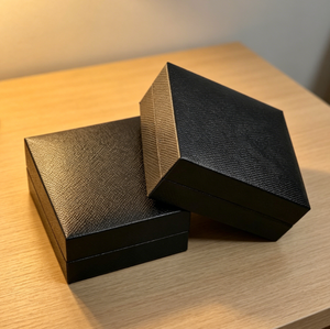 Luxury Cross Texture Black Jewelry Case, Square Hard Paper <b>Box</b> for Rings <b>Earrings</b> Daily Jewelry Store Packaging Container - Product Image 6