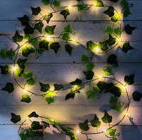 Guirlande lumineuse LED en forme de feuilles de lierre, plante artificielle, alimentée par USB/piles, pour la décoration de la maison, des festivals, des chambres et des balcons