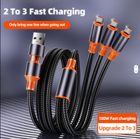 Kabel USB 5 in 1 Produk Baru 6A Kabel Data Pengisian Cepat 100W USB C ke Tipe C Berbahan Nilon Kepang Pengisi Daya Daya Tinggi untuk iPhone Laptop