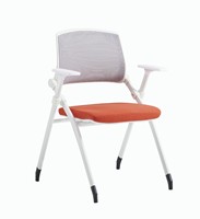 Chaise de conférence pliable et empilable moderne sur mesure OEM avec dossier en maille et accoudoirs fixes pour bureau à domicile et chambre