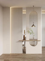 Console murale minimaliste intégrée pour entrée avec niche LED encastrée, meuble de rangement moderne pour hall d'entrée