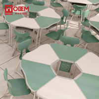 MINYI DAISY Bureau d'entraînement, mobilier scolaire, bureau d'étudiant, ensemble table et chaise d'étudiant, bureau en plastique, table en plastique, deux étudiants