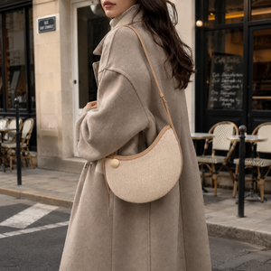 <b>Faux</b> <b>Fur</b> Crescent Shoulder Handbag with Gold-Tone Zipper for Women Casual Travel and Daily Use - Product Image 6