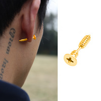 Boucles d'oreilles unisexes tendance punk hip-hop en acier inoxydable plaqué or 18 carats avec breloques géométriques, bijoux de mode, cadeau, vente en gros
