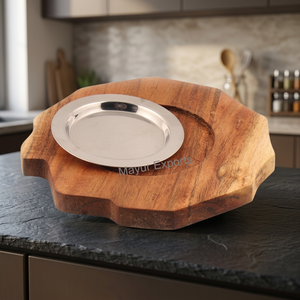 Bandeja de Servir de Madera de Acacia con Acabado Natural Pulido con Aceite, Apta para Lavavajillas, para Cocina, Comedor, Mesa de Centro, Diseño Multiusos, MOQ - Product Image 3