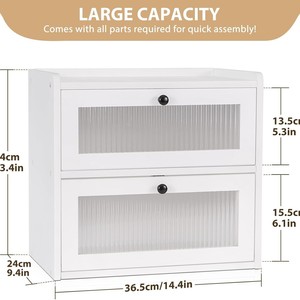 Boîte à pain en bambou pour la cuisine, double couche, anti-poussière, grande capacité, conteneur de stockage alimentaire, blanc, noir, transparent - Product Image 5