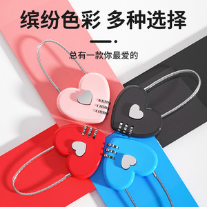 Zhan Hanlai Weishi Heart Shape Steel Wire <b>Combination</b> Padlock For Travel Cabinet Suitcase Lock With 4 Digit Code Security Lock - Product Image 3