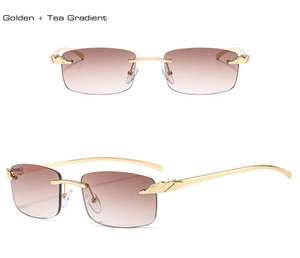 Gafas de Sol Personalizadas con Logotipo, Diseño Vintage de Lujo para Hombre y Mujer, Lentes Degradadas con Protección UV400, Montura Cuadrada sin Aro con Patas de Leopardo - Product Image 1