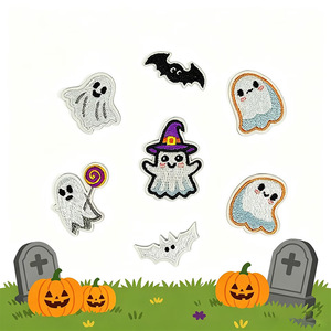 Parche Bordado de Fantasma de Halloween de Jintao, Adhesivo Decorativo Termoadhesivo de Forma Irregular para Ropa - Product Image 2