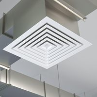 Grille d'aération carrée PATIKIL 250*250mm, grille de retour d'air, diffuseur de paroi latérale/plafond, adaptateur carré-rond pour la maison