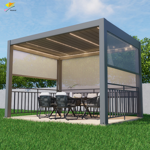 Hanrui Ce Certifié Smart Automatique Motorisé Intimité Zip Screen Roller Stores Louvre pour l'Extérieur Bioclimatique Pergolas en Aluminium - Product Image 4