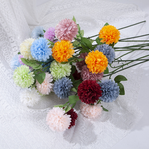 Beautiful Realistic 3head <strong>Ball</strong> Chrysanthemum Artificial Plastic Handmade Graduation Christmas New Year <strong>Mixed</strong> Colors Decorative - Product Image 4