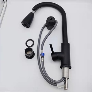 Rubinetto da <span class=keywords><strong>Cucina</strong></span> Nero Monocomando con Doccetta Estraibile, Valvola in Ceramica, Alta Qualità in Acciaio Inox, Montaggio su Piano - Product Image 4