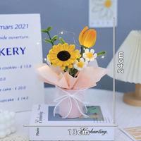 Cadeau de Noël et du Nouvel An pour fille, produit fini, fleurs en fil de fer dans une boîte en PVC avec lumière LED, bouquet de fleurs en fil de fer, boîtes à fleurs