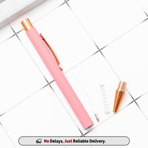 Stylo bille promotionnel rose doré de luxe, stylo publicitaire rose doré personnalisé avec logo imprimé, sérigraphie laser, marque personnalisée - Product Image 4