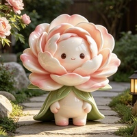 Patung Resin Karakter Bunga Peony Kartun, Patung Boneka Bunga Kawaii untuk Dekorasi Rumah Dalam Ruangan dan Ornamen Lanskap Taman