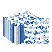 60 Serviettes en Papier Modernes Bleues Motif Poisson Carrées 33x33cm – Vente Chaude pour Décorations et Accessoires de Table d'Anniversaire