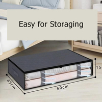 Sac de rangement sous le lit en tissu non tissé avec fenêtre en PVC, fermeture éclair durable, organisation domestique