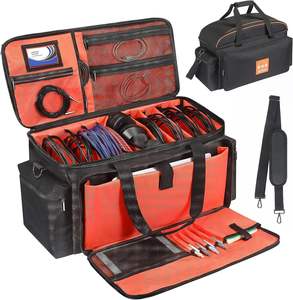 Sac de transport DJ gratuit avec 8 séparateurs amovibles, sac pour câbles DJ, pochette pour ordinateur portable, grande capacité, sac de transport pour musiciens pour l'équipement - Product Image 3