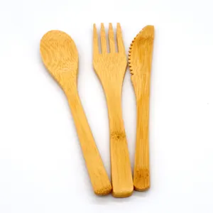 Chất Lượng Cao Bio Bamboo Spoon Knife Fork Set Tái Sử Dụng Dao Kéo Tre