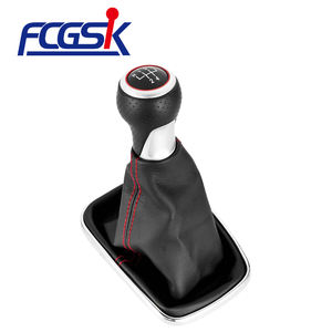 Pommeau de Levier de Vitesses en Cuir <span class=keywords><strong>5</strong></span> 6 Vitesses avec Soufflet 12mm pour Volkswagen <span class=keywords><strong>Golf</strong></span> 4 IV MK4 <span class=keywords><strong>GTI</strong></span> R32 Bora - Product Image 1
