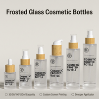 Botol Kosmetik Kaca Transparan Bambu Mewah 30ml/50ml/100ml/120ml untuk Minyak Esensial Krim Wajah dengan Pompa Pipet