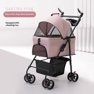 Poussette portable et pliable pour animaux de compagnie, chariot à pousser pour chiens et chats de petite et moyenne taille, Teddy, pour l'extérieur - Product Image 4