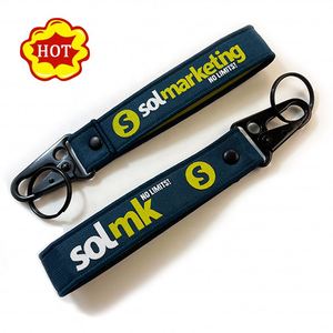 Factory Wholesale Wristband Strap Carabiner Clip Logo <b>Custom</b> Nylon Printed Rally Buckle Creative Fabric Motorcycle Keychain - Product Image 1