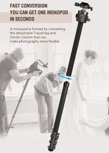 Trépied professionnel léger <span class=keywords><strong>en</strong></span> <span class=keywords><strong>carbone</strong></span> 360 appareil <span class=keywords><strong>photo</strong></span> télescopique trépied rotatif pour mobile - Product Image 4