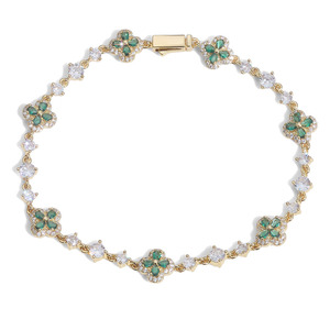 Fashion Hip Hop Four-leaf Clover Zircon Water Bead Chain Colorful <b>Gemstone</b> <b>Bracelet</b> Simple Women's Jewelry - Product Image 4