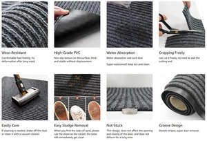 Tappetino d'Ingresso in PVC a Doppia Costola, Resistente, Antiscivolo, per Ufficio e Corridoio, Grigio - Product Image 2