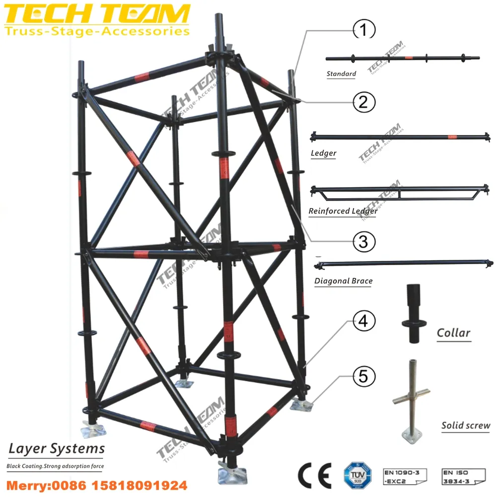 Aluminum outdoor 3mm thickness outer frame layer stage platform black adjusted ehgiht heavy-duty roof system