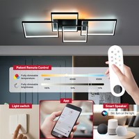 Plafonnier LED carré pour salle à manger et salon, garantie 3 ans, intensité variable, base en fer, éclairage intelligent, directement de l'usine
