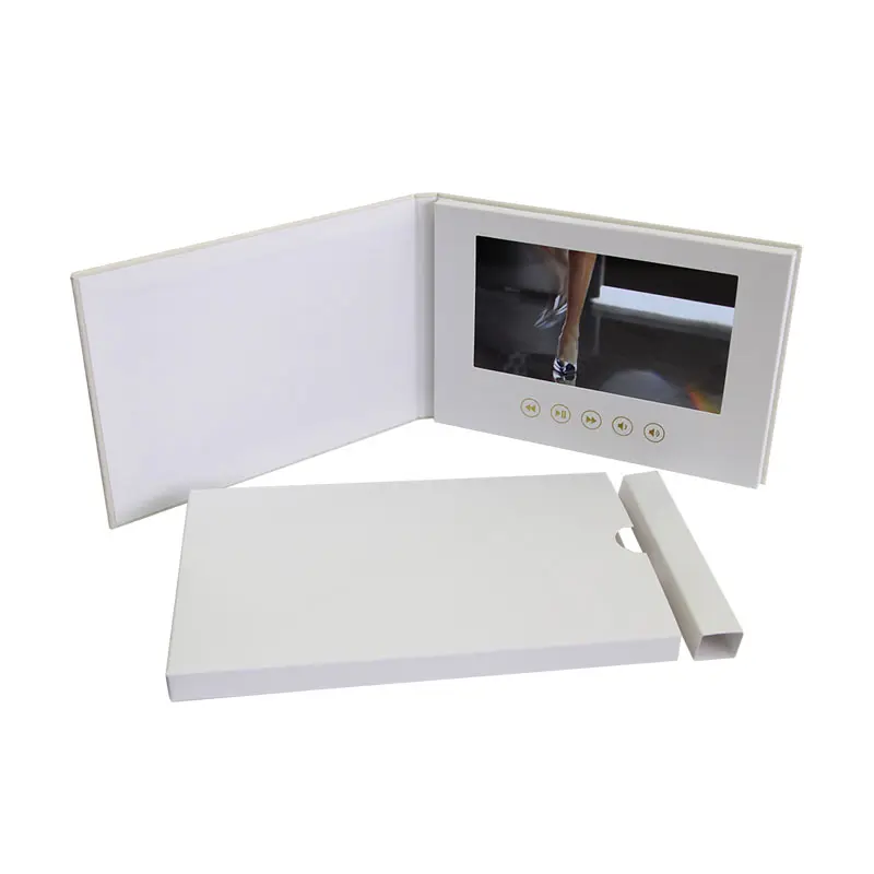 Linen material size 7 inch lcd screen video brochure noble and elegant style