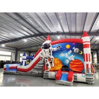 Château Gonflable Aquatique avec Toboggan, Maison de Rebond, Souffleur d'Air, Équipement de Jeu, Île de Jeux Combinée avec Toboggan - Meilleur Prix