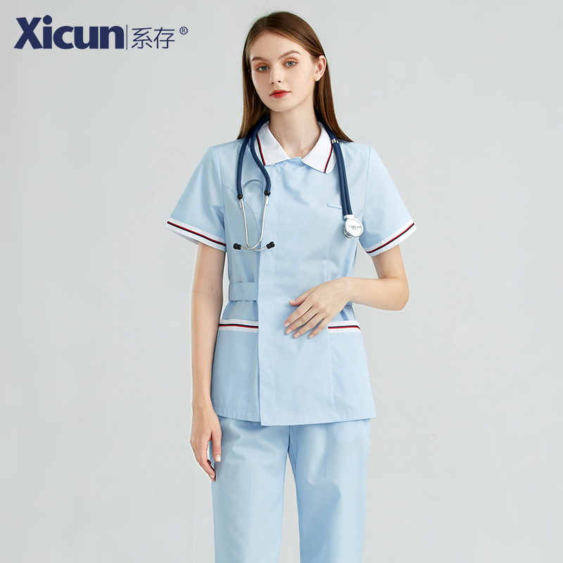 Blue short-sleeved shirt (single top)