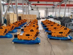 Martillo Demoledor para Excavadora SOOSAN Amarillo, Directo de Fábrica, Modelo SB43 con Cincel para Excavadoras de 6-9 Toneladas, 375 kg, Tipo Lateral - Product Image 4