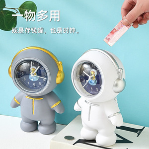 Astronaut Clock Piggy Bank With Alarm System For Kids Birthday Gift <b>Drop</b> Proof Savings <b>Box</b> - Product Image 2