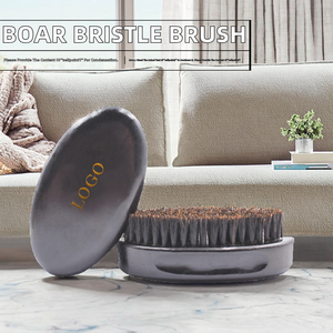 Vente en gros de pinceaux à raser en poils de sanglier 100% naturels, manche en bois, rétro, noir, avec logo personnalisé pour le soin masculin - Product Image 2