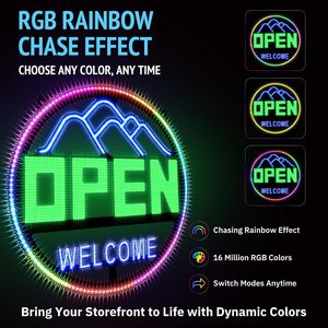 Letrero LED Abierto Redondo de 16x16 Ultra Brillante con Control por Aplicación, Pantalla de Bienvenida para Bar, Oficina, Uso Promocional - Product Image 3