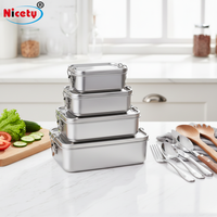Boîte à bento en acier inoxydable de qualité alimentaire, empilable, avec clips sécurisés, réutilisable, écologique, pour enfants et adultes